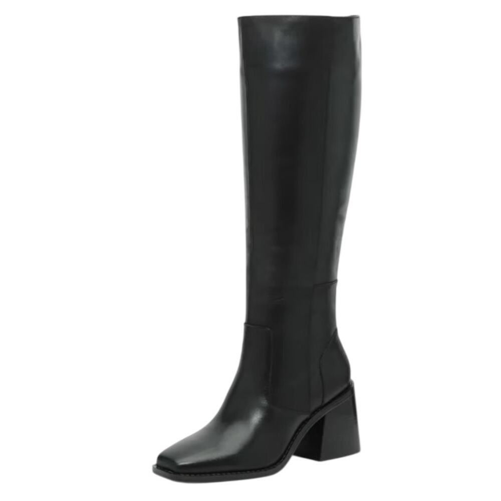 Vince Camuto Womens Seshon Knee High Boots US 10 M Wide Calf Black Leather GUC